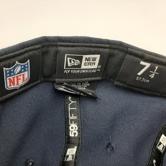 NFL Chicago Bears New Era 59 Fifty 7 1/4 Flat Bill Fitted Cap Hat Blue - Picture 5 of 5